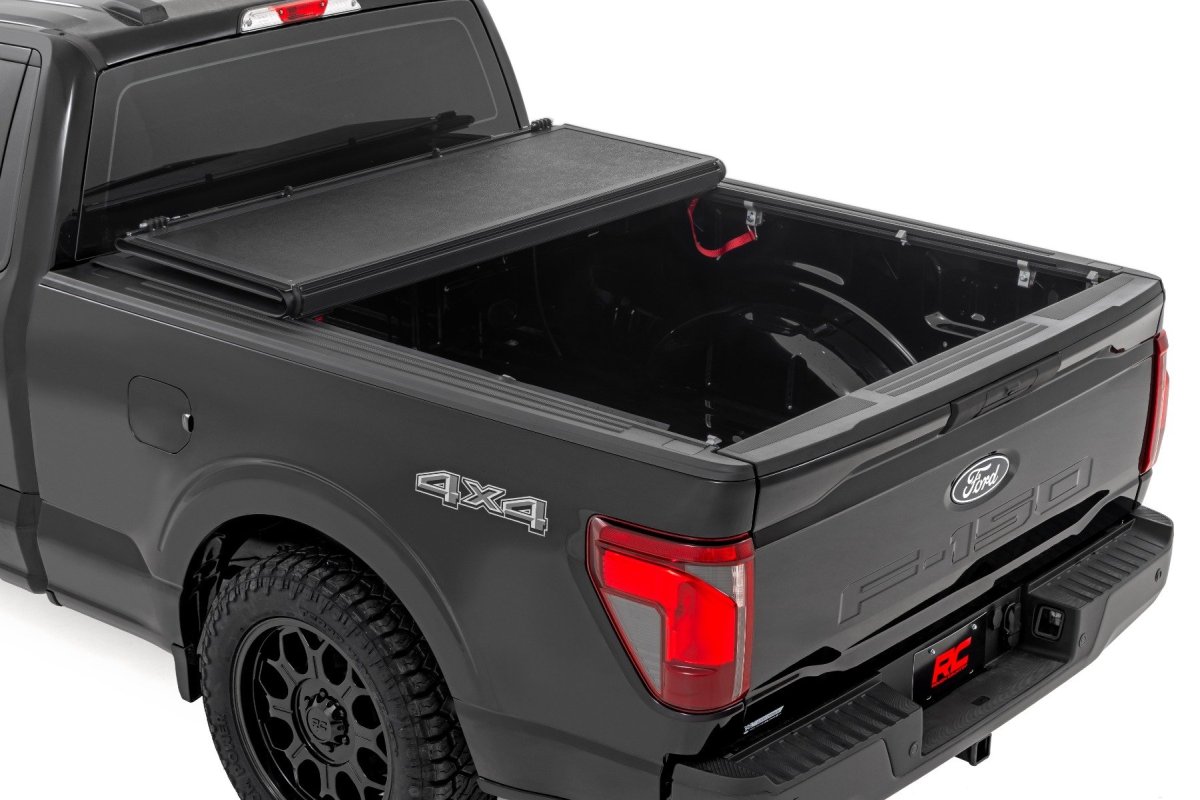 Ford F-150 Lightning Bed Cover - Rough Country - Hard Low-Profile Tri-Fold (6'7